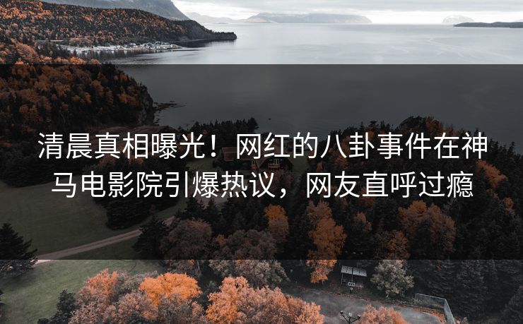 清晨真相曝光！网红的八卦事件在神马电影院引爆热议，网友直呼过瘾