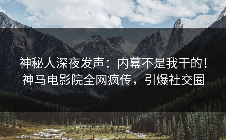 神秘人深夜发声：内幕不是我干的！神马电影院全网疯传，引爆社交圈