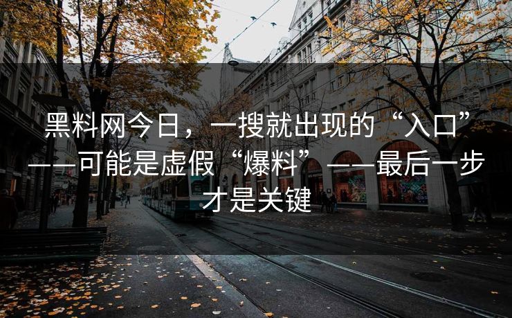 黑料网今日，一搜就出现的“入口”——可能是虚假“爆料”——最后一步才是关键